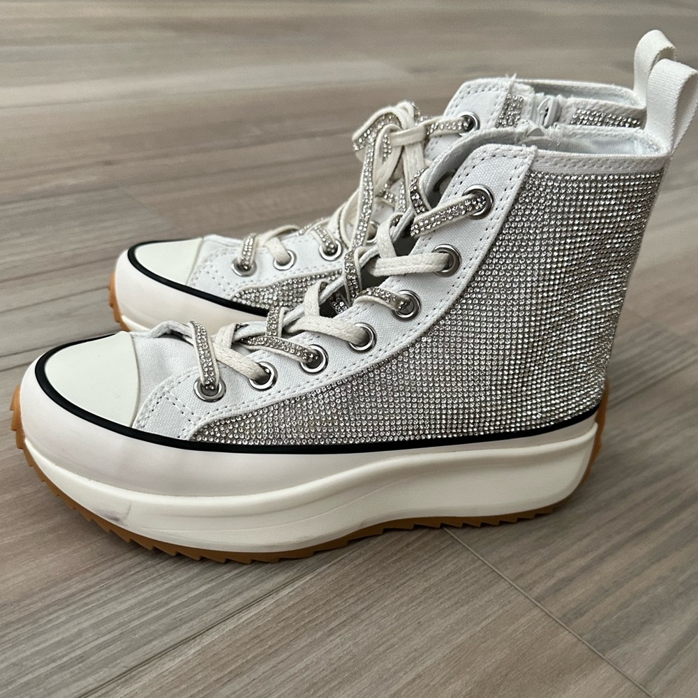 Steve Madden Shaft Rhinestone Embellished High Platform Sneakers Women's 6.5